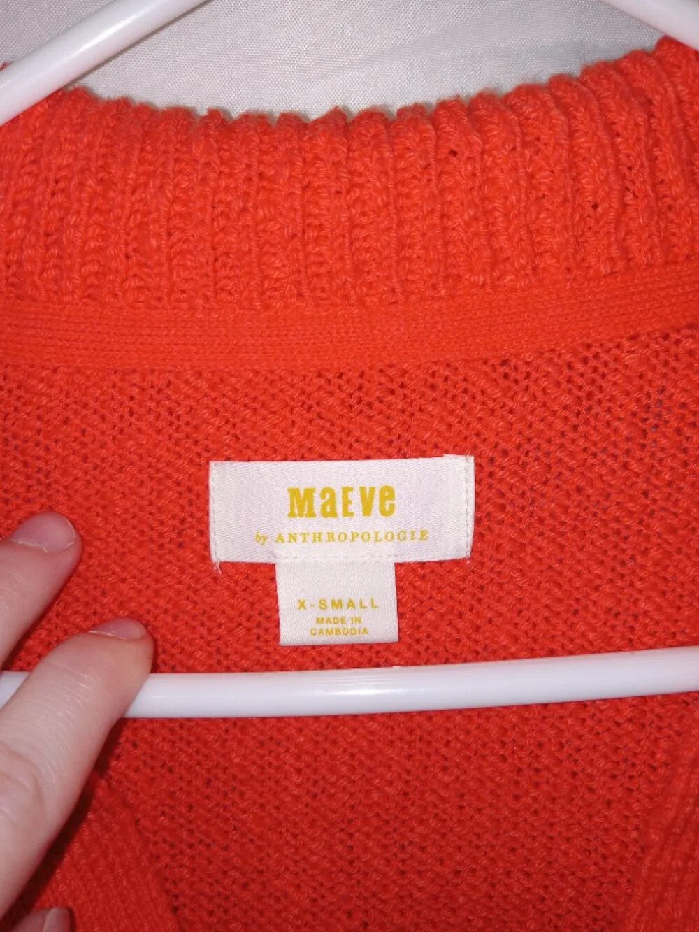 Anthropologie Sweater Womens XS Maeve V Neck Polo Hot Lava Pullover Knit - Picture 3 of 11